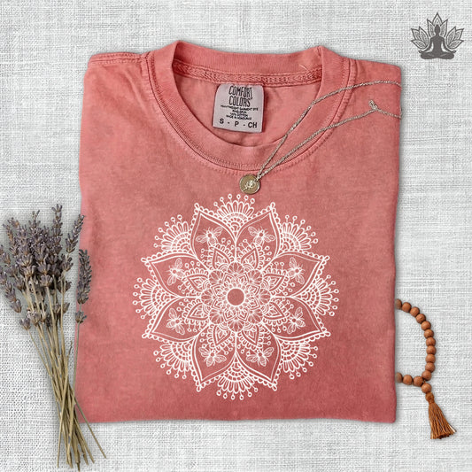 Delicate Mandala & Bees Comfort Colors Tee