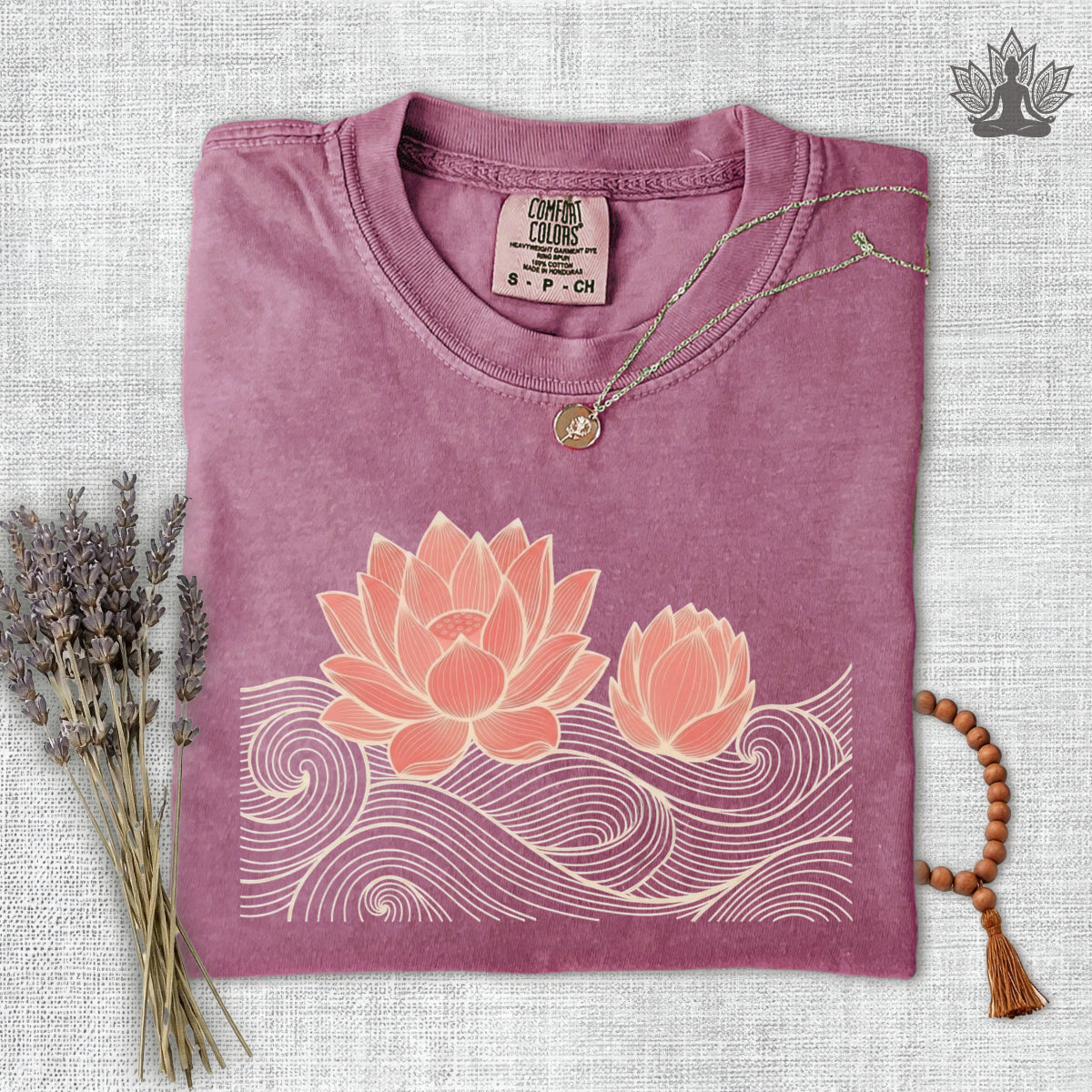Retro Waves & Lotus in Bloom Comfort Colors Tee