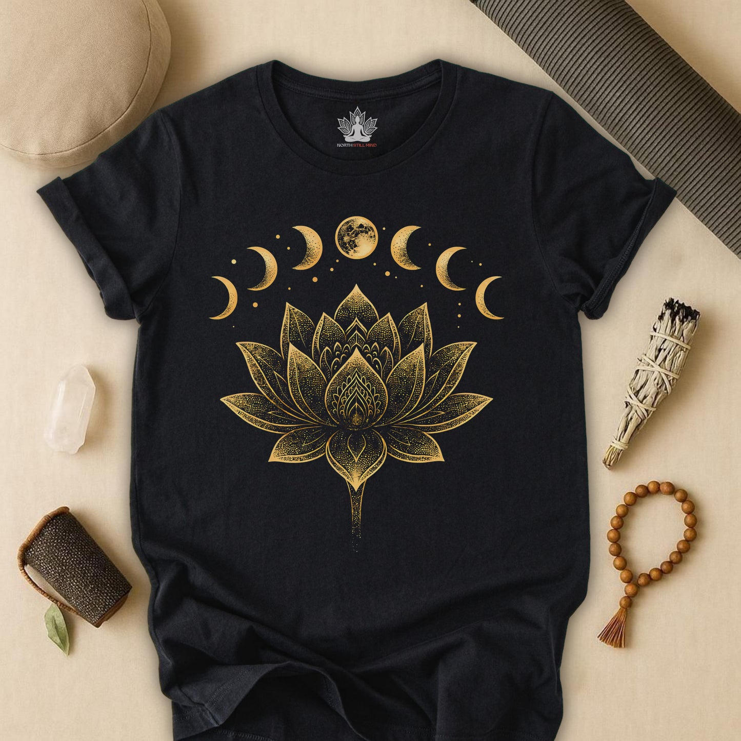Golden Lotus & Moon Phases Tee