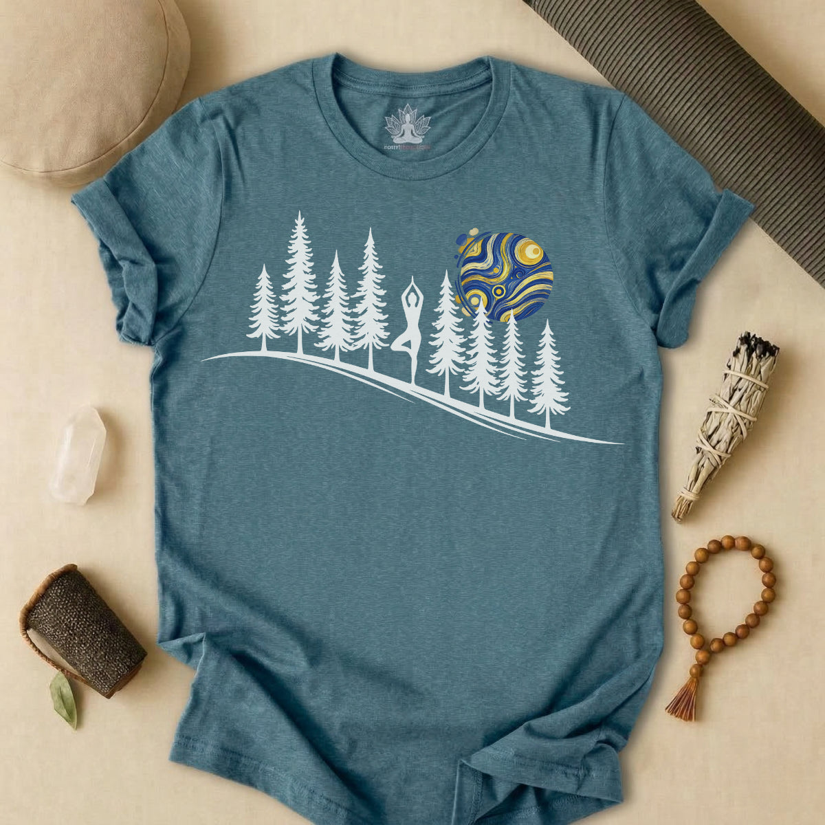 Forest Tree Pose In The Moonlight Tee