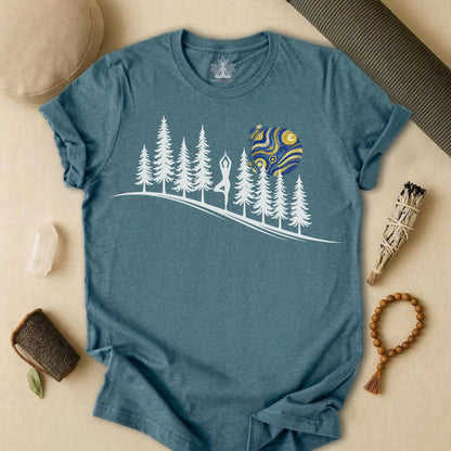 Forest Tree Pose In The Moonlight Tee
