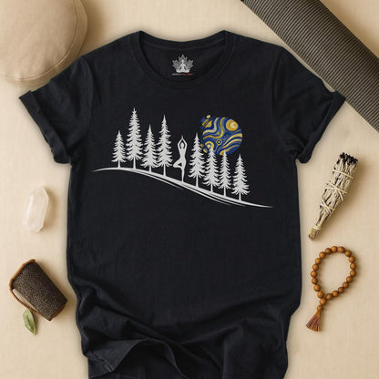 Forest Tree Pose In The Moonlight Tee