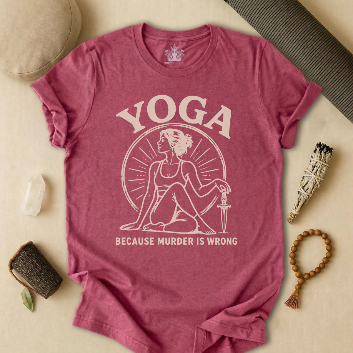 Yoga Because Murder Is Wrong Retro Tee