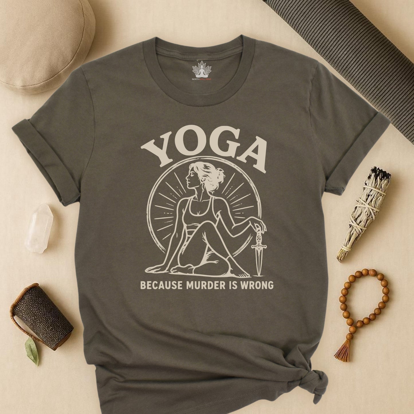 Yoga Because Murder Is Wrong Retro Tee