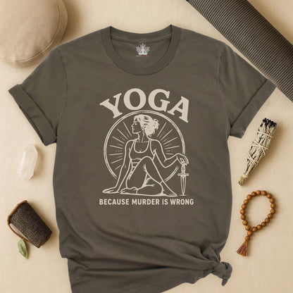 Yoga Because Murder Is Wrong Retro Tee
