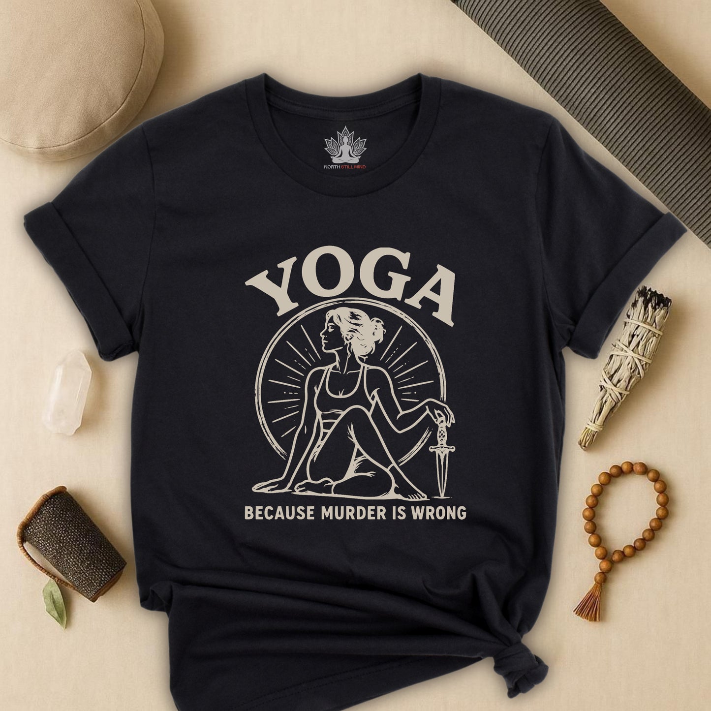 Yoga Because Murder Is Wrong Retro Tee
