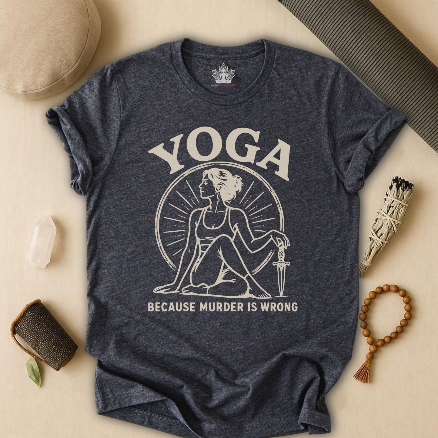 Yoga Because Murder Is Wrong Retro Tee