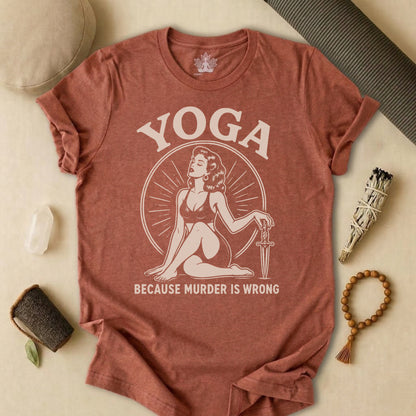 Yoga Because Murder Is Wrong Vintage Tee