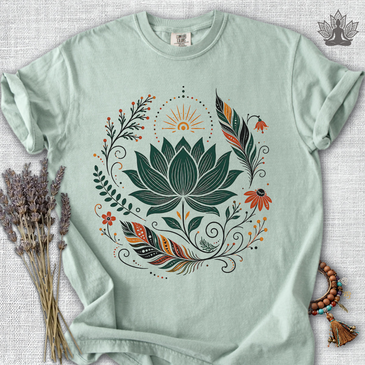 Boho Lotus & Feathers Comfort Colors® Tee