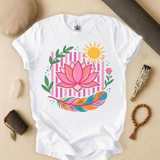 Sunlit Lotus Feather Tee