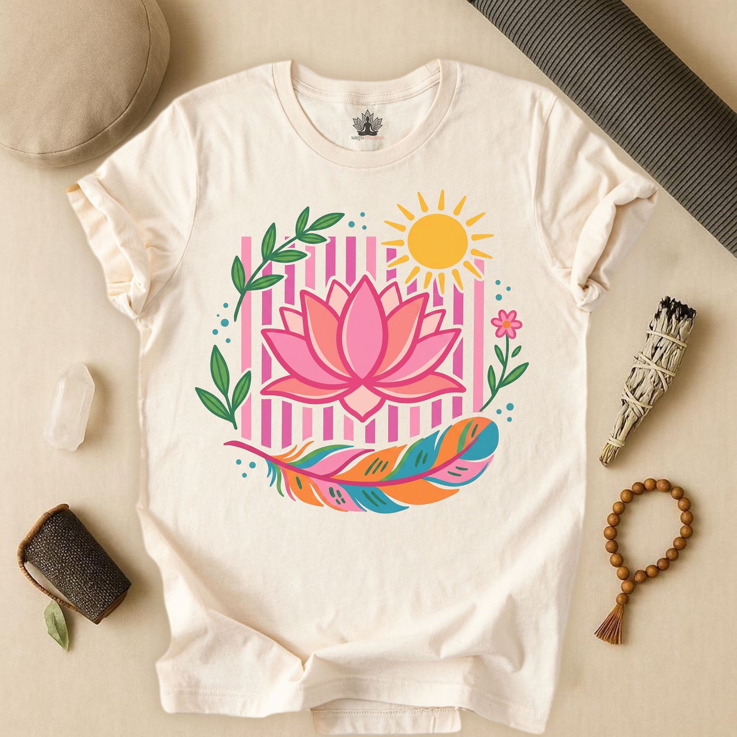 Sunlit Lotus Feather Tee