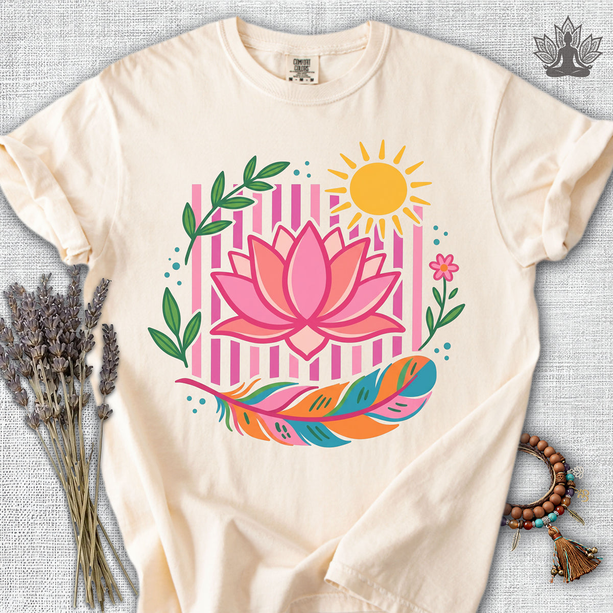 Sunlit Lotus Feather Comfort Colors® Tee