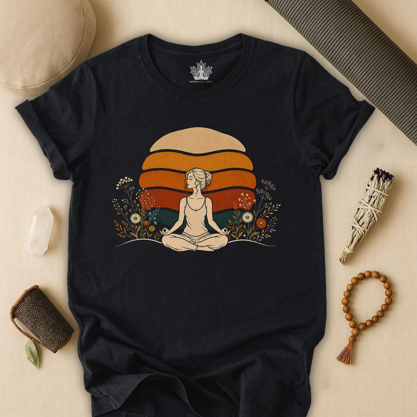 Retro Sunset Meditation Tee
