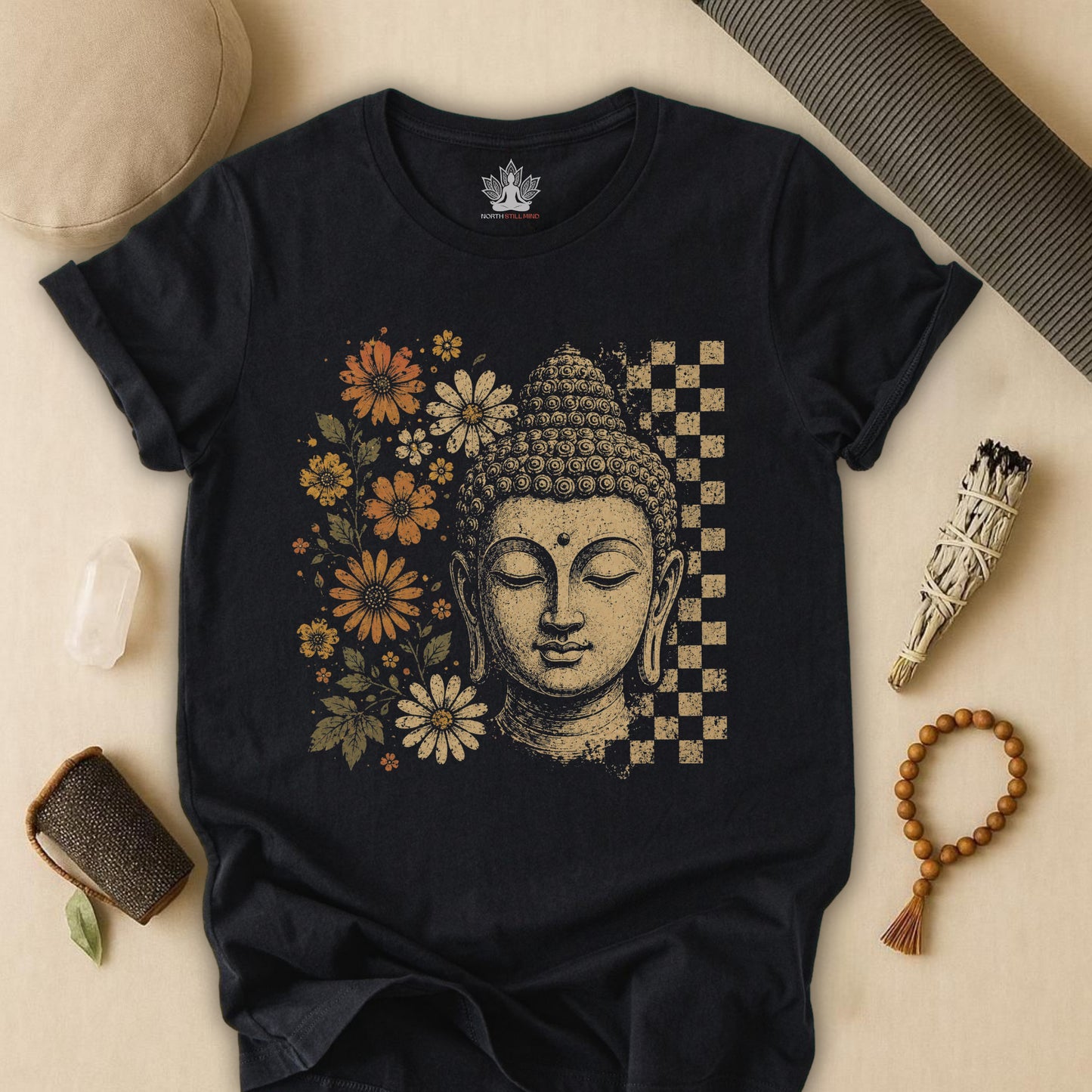 Retro Buddha & Flowers Tee