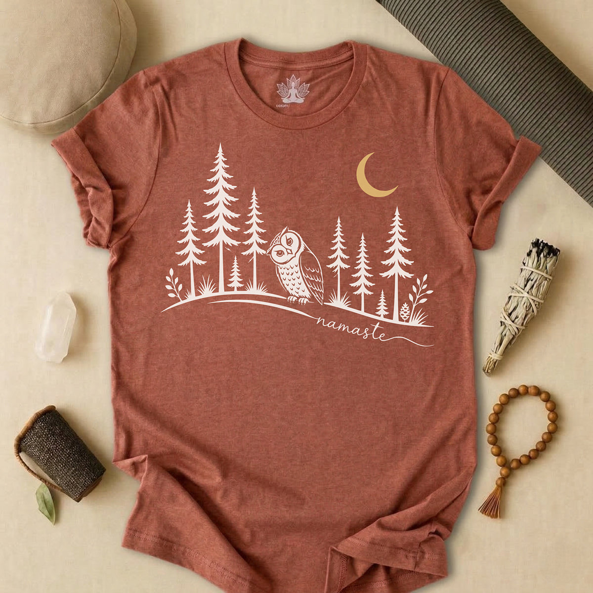Namaste Forest Owl Tee