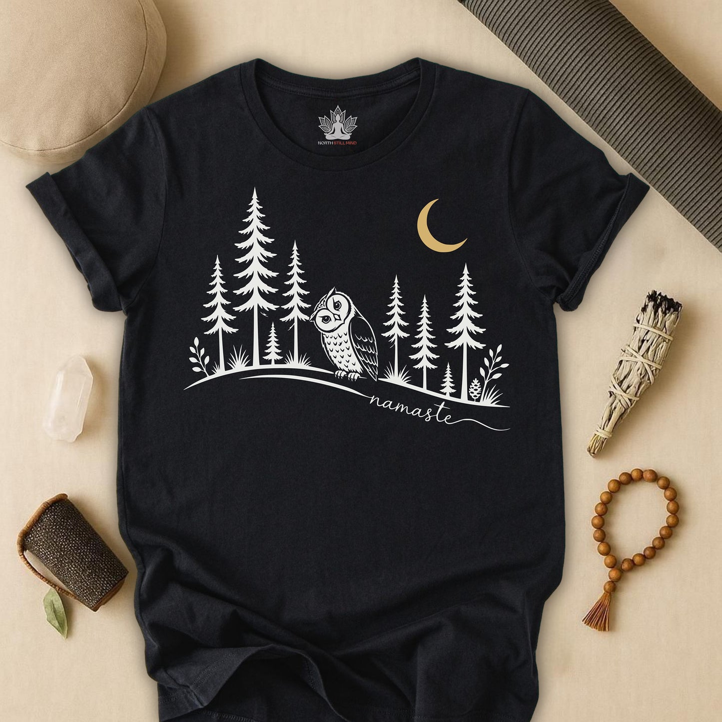 Namaste Forest Owl Tee