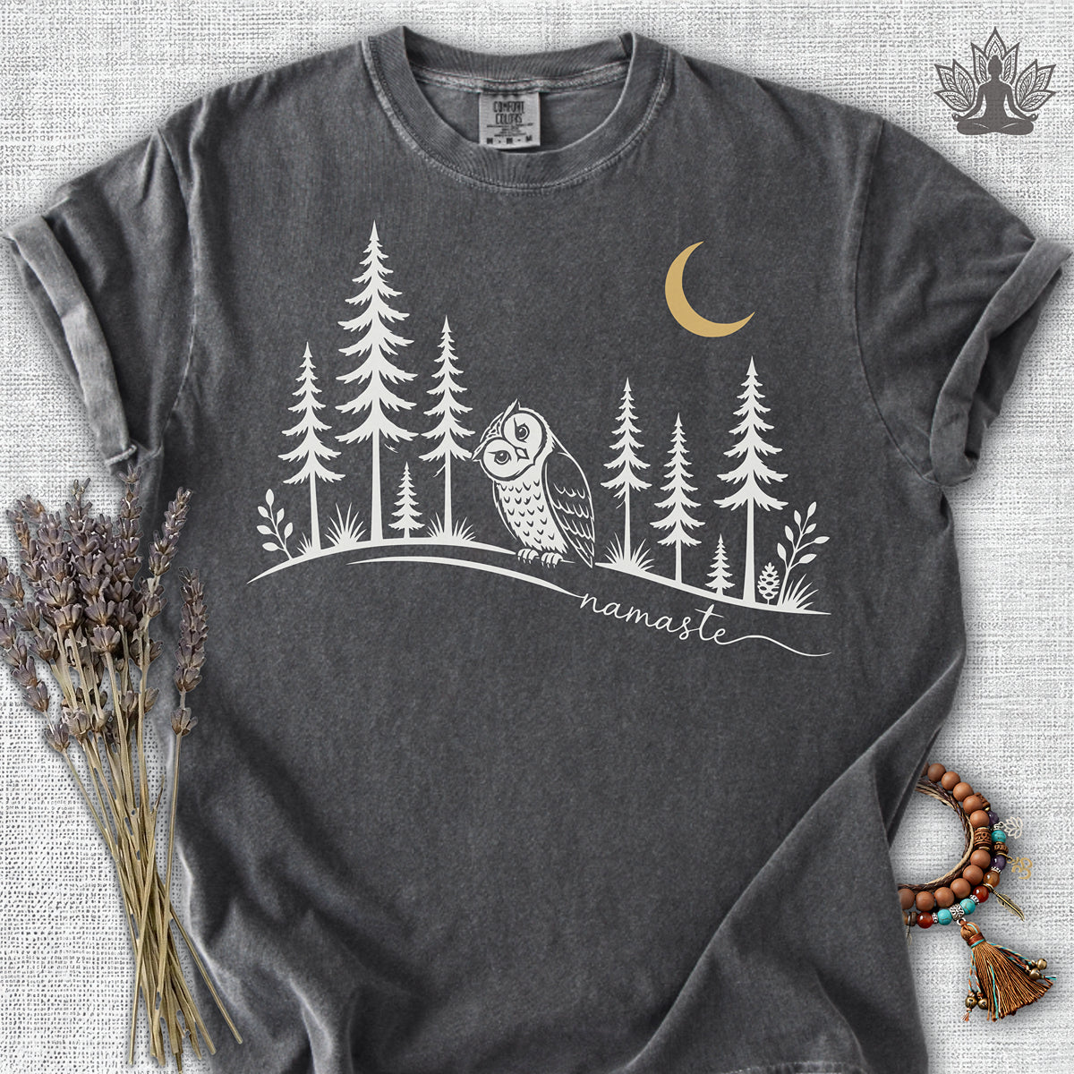Namaste Forest Owl Comfort Colors® Tee