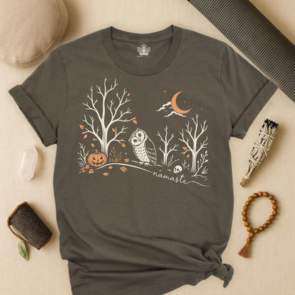 Namaste Forest Owl Halloween Edition Tee