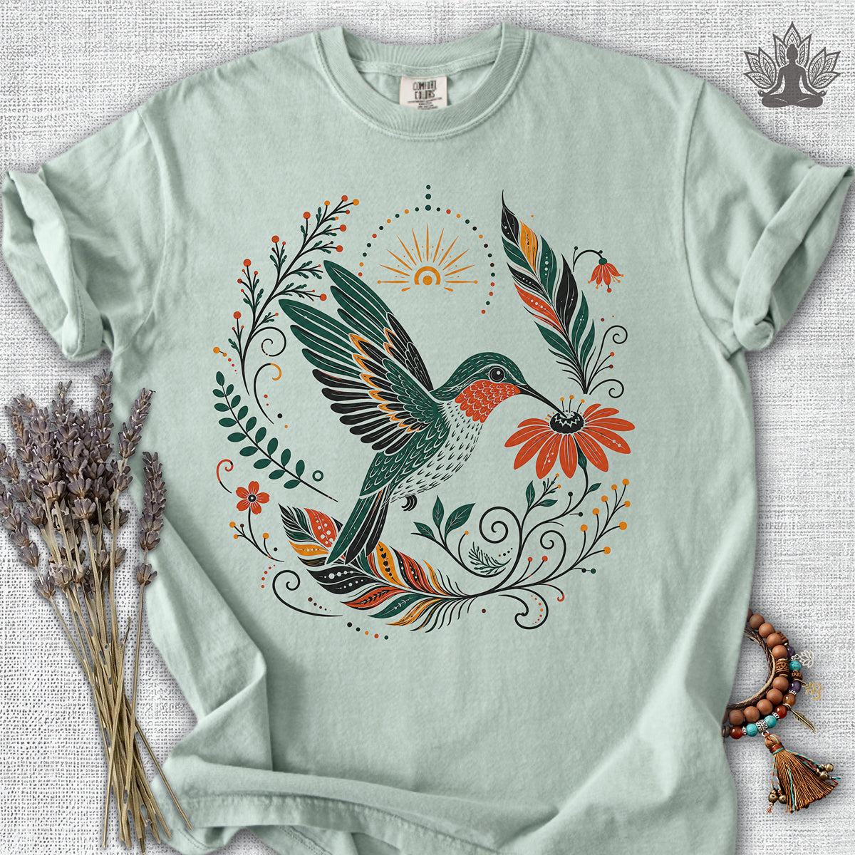 Boho Hummingbird & Feathers Comfort Colors® Tee