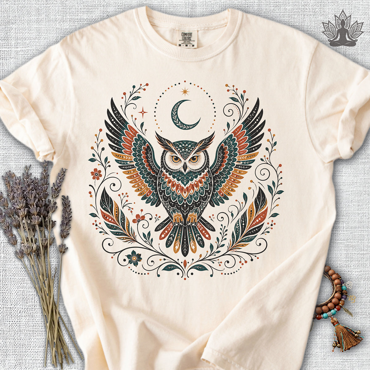 Boho Owl & Feathers Comfort Colors® Tee