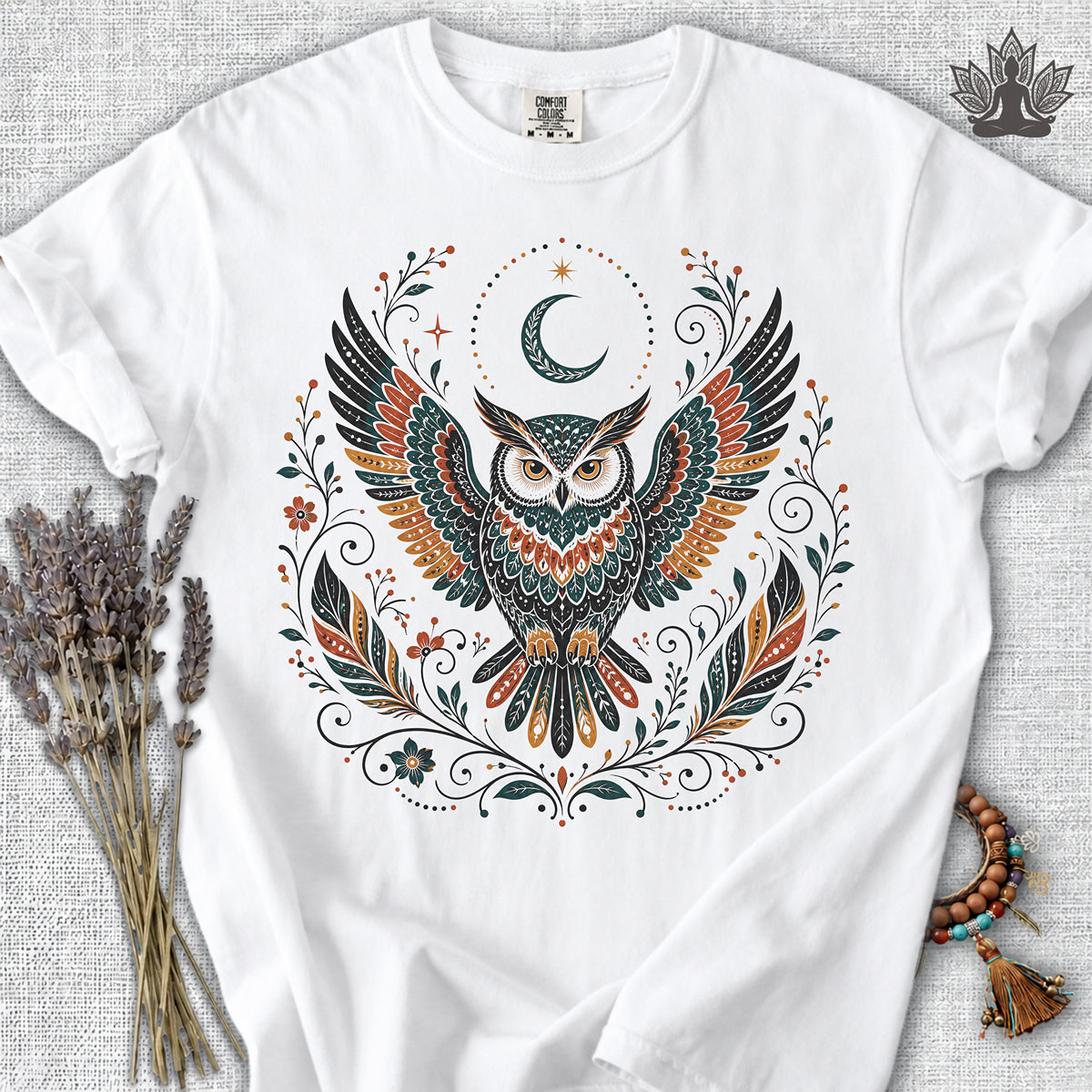 Boho Owl & Feathers Comfort Colors® Tee