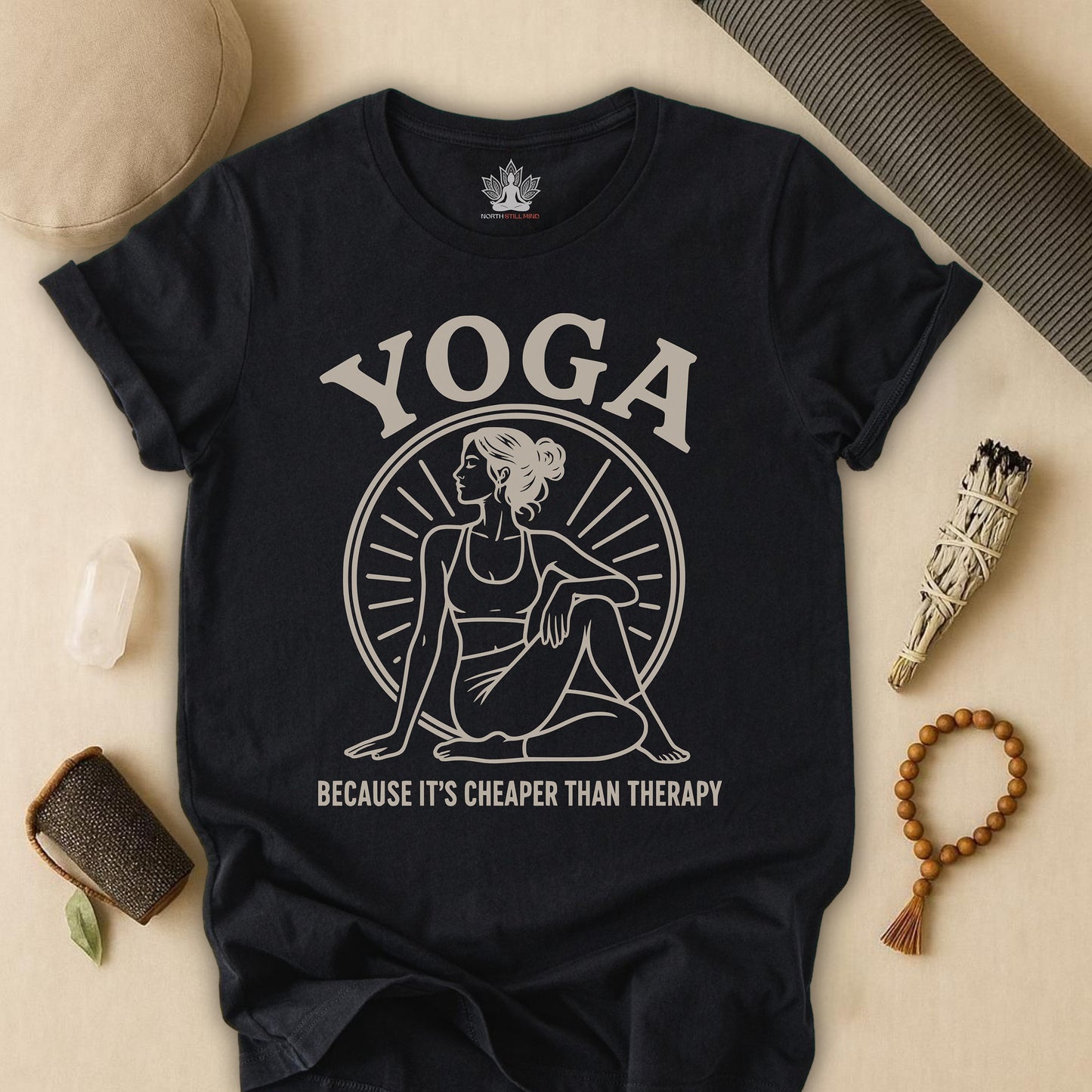 Yoga Because It's Cheaper Than Therapy Tee