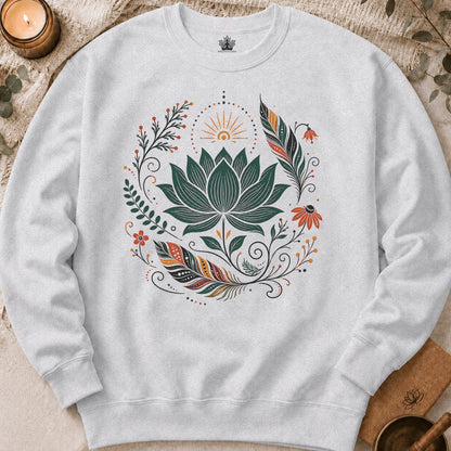 Boho Lotus & Feathers Sweatshirt