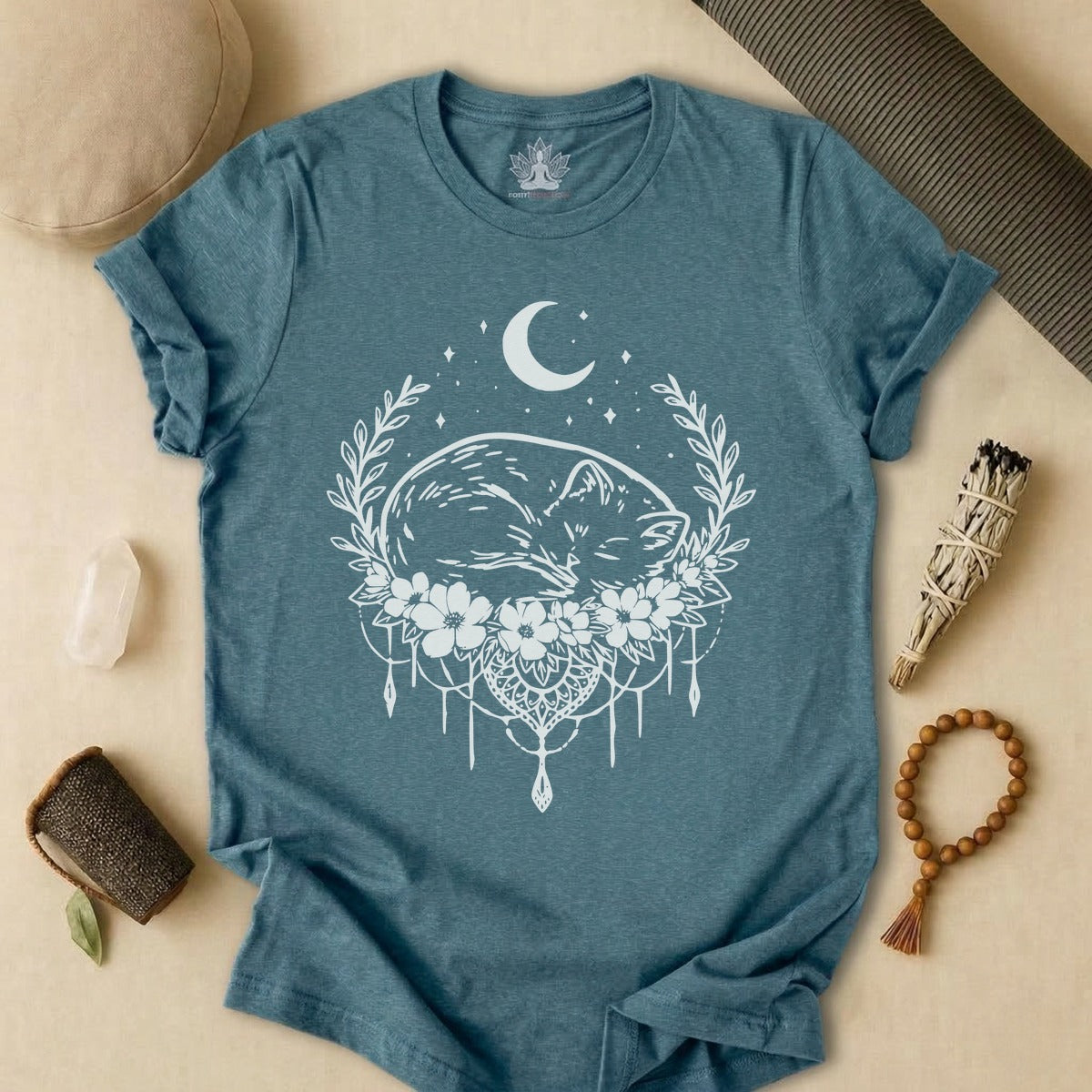 Sleeping Cat Under the Moon Tee
