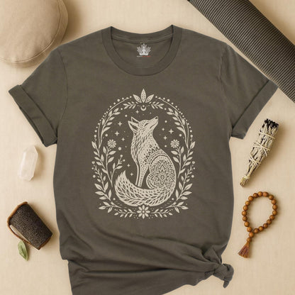 Boho Mandala Fox Linocut Tee