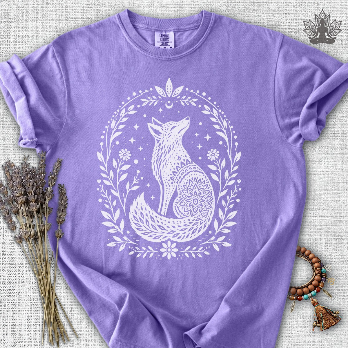 Boho Mandala Fox Linocut Comfort Colors® Tee