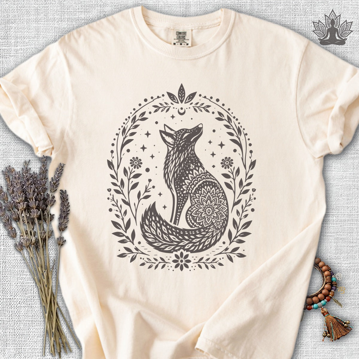 Boho Mandala Fox Linocut Comfort Colors® Tee