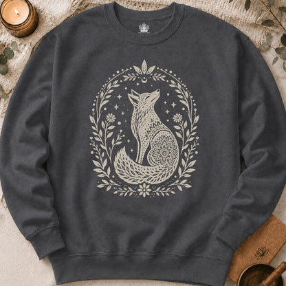 Boho Mandala Fox Linocut Sweatshirt