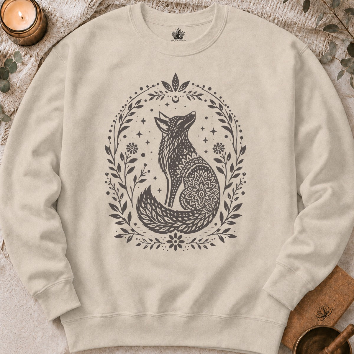Boho Mandala Fox Linocut Sweatshirt