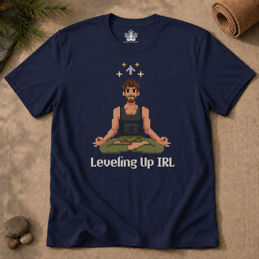 Leveling Up IRL - Pixel Art Yogi Men Tee