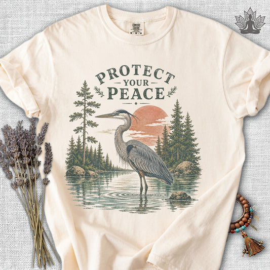 Protect Your Peace Retro Blue Heron Comfort Colors® Tee