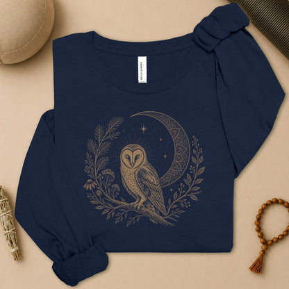 Barn Owl Mandala Moon Long Sleeve Tee
