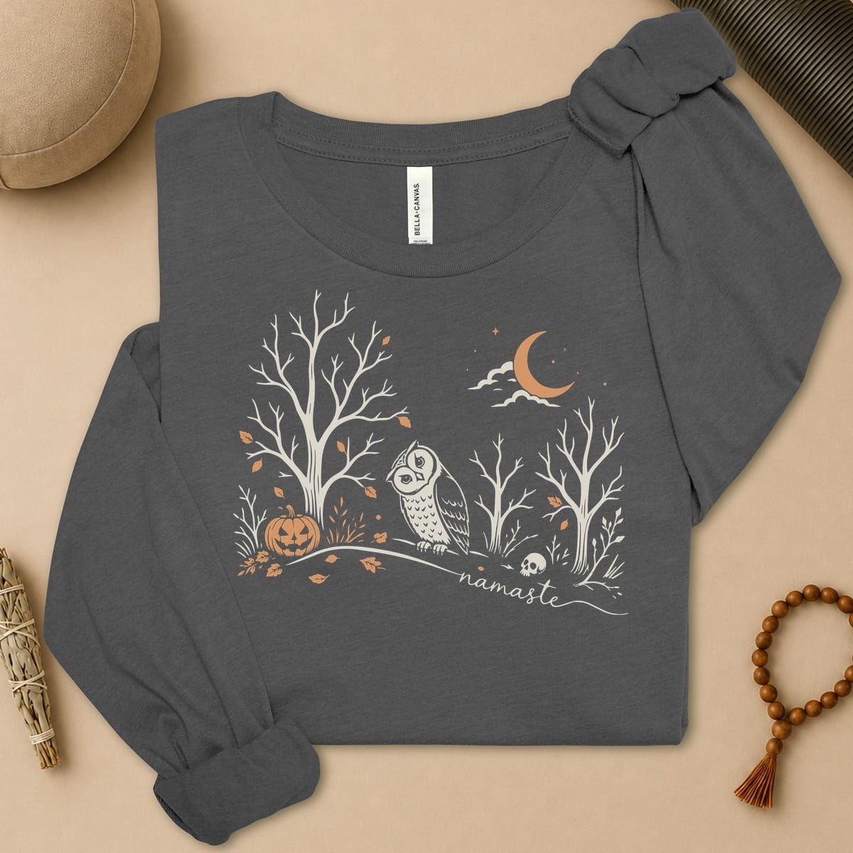 Namaste Forest Owl Halloween Long Sleeve Tee
