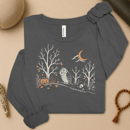 Namaste Forest Owl Halloween Long Sleeve Tee