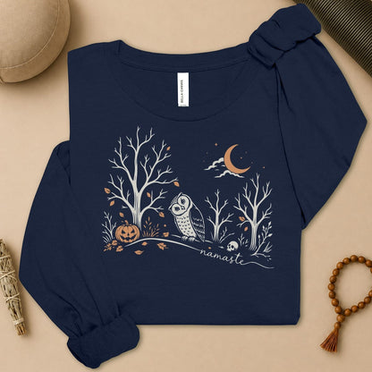 Namaste Forest Owl Halloween Long Sleeve Tee