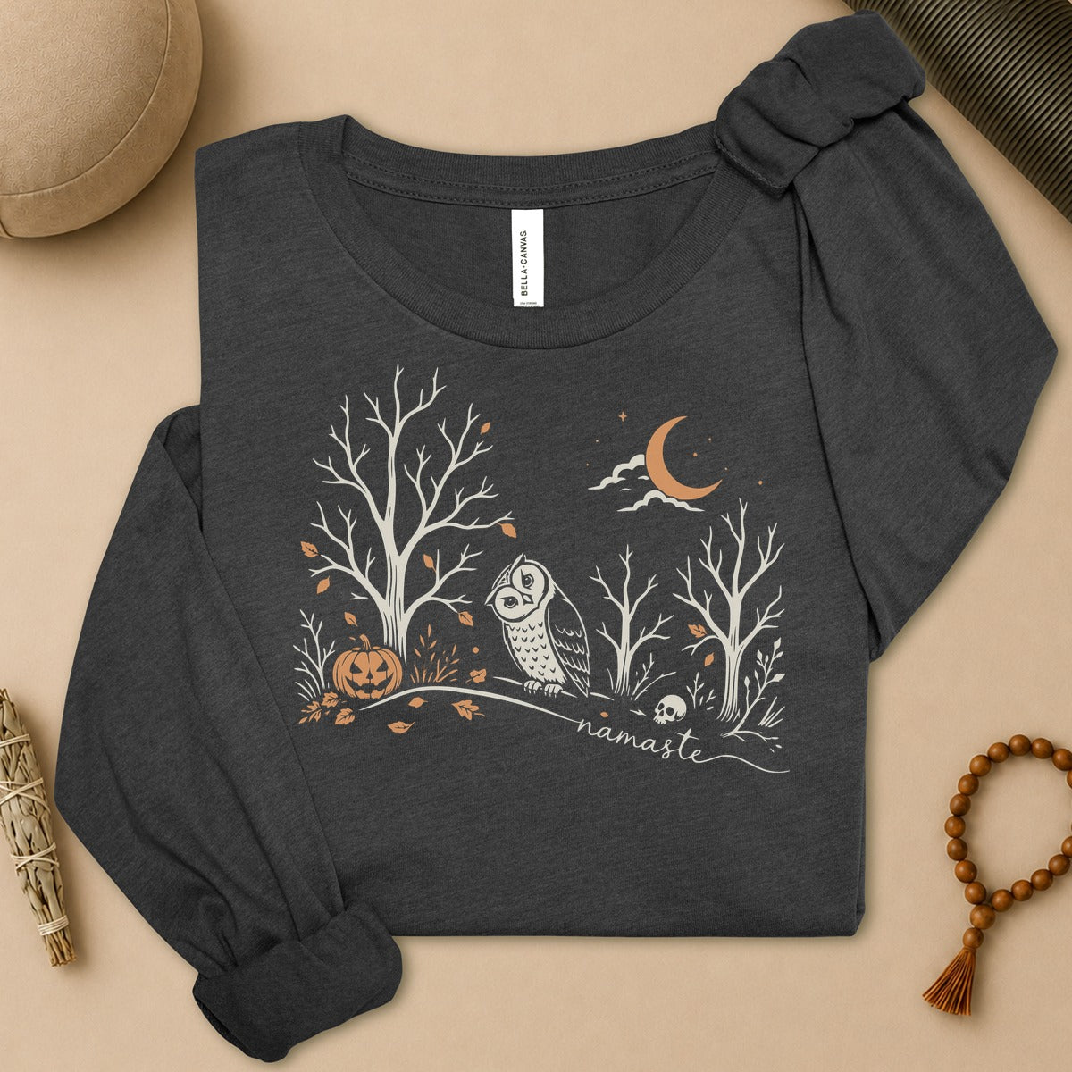 Namaste Forest Owl Halloween Long Sleeve Tee