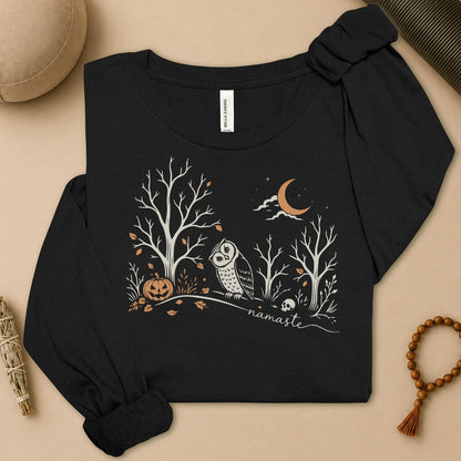Namaste Forest Owl Halloween Long Sleeve Tee
