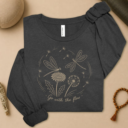 Dragonflies Go With The Flow Long Sleeve Tee