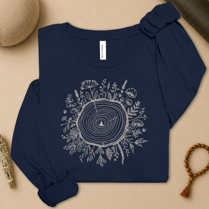The Quiet Center Botanical Long Sleeve Tee