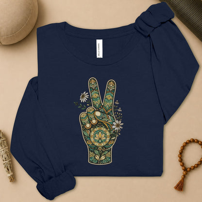 Boho Peace Hand Long Sleeve Tee