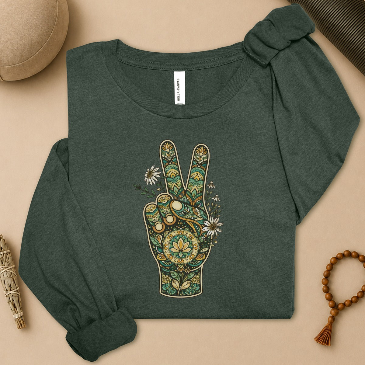 Boho Peace Hand Long Sleeve Tee