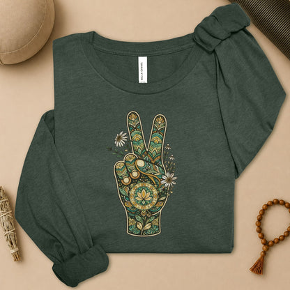 Boho Peace Hand Long Sleeve Tee