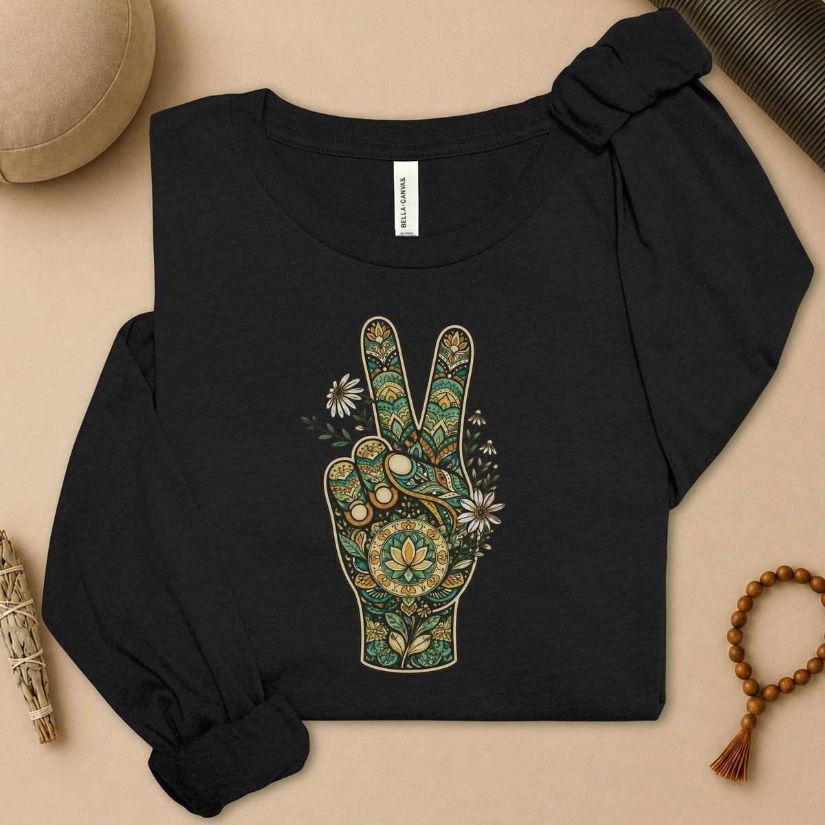 Boho Peace Hand Long Sleeve Tee