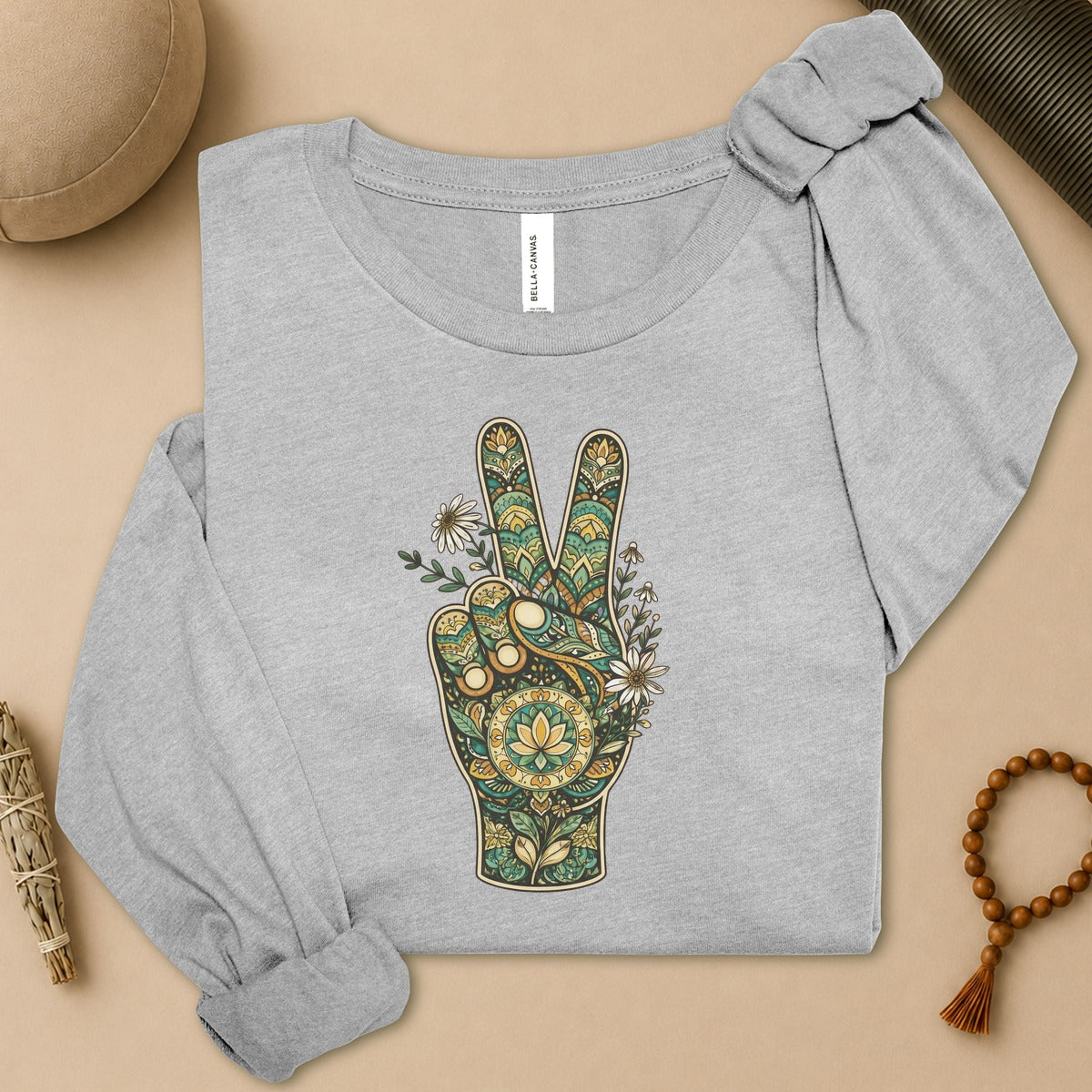 Boho Peace Hand Long Sleeve Tee