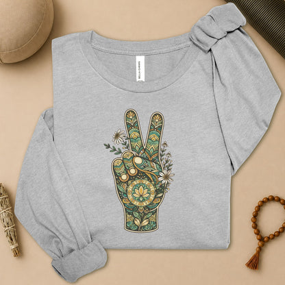 Boho Peace Hand Long Sleeve Tee
