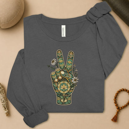 Boho Peace Hand Long Sleeve Tee